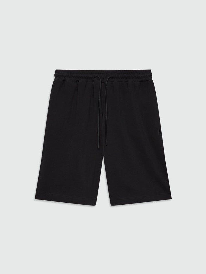 Black double pique Bermuda shorts