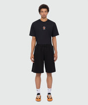 Black double pique Bermuda shorts