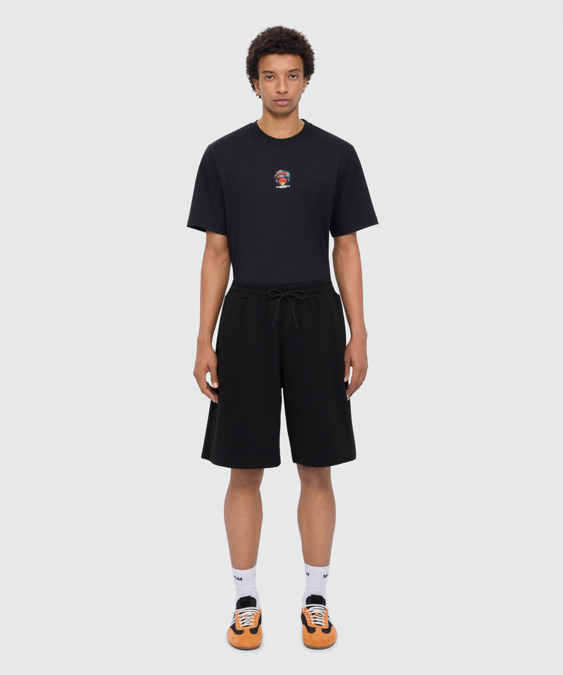 Black double pique Bermuda shorts