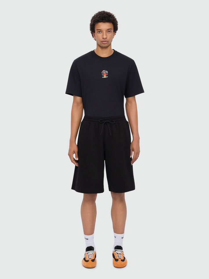 Black double pique Bermuda shorts