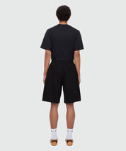 Black double pique Bermuda shorts