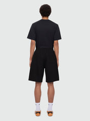 Black double pique Bermuda shorts