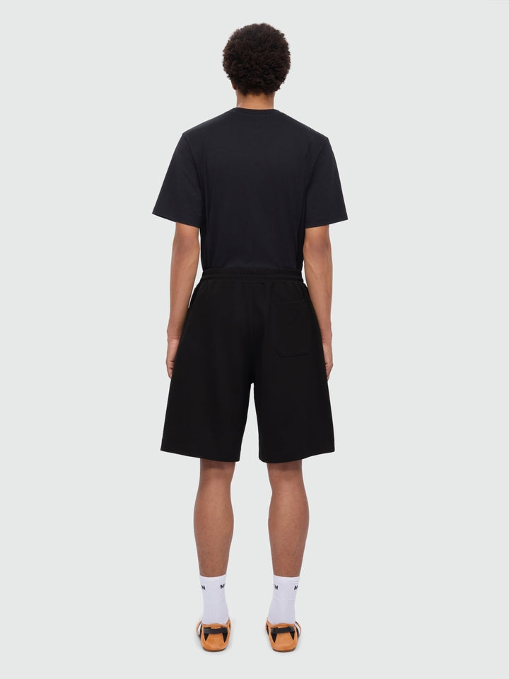Black double pique Bermuda shorts