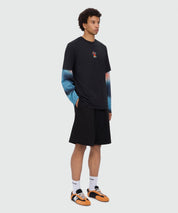 Black double pique Bermuda shorts