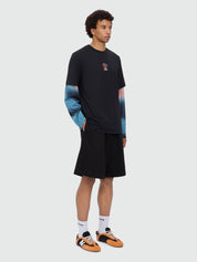 Black double pique Bermuda shorts