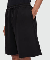 Black double pique Bermuda shorts