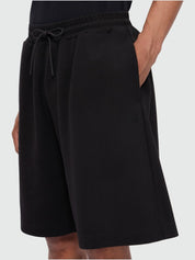 Black double pique Bermuda shorts