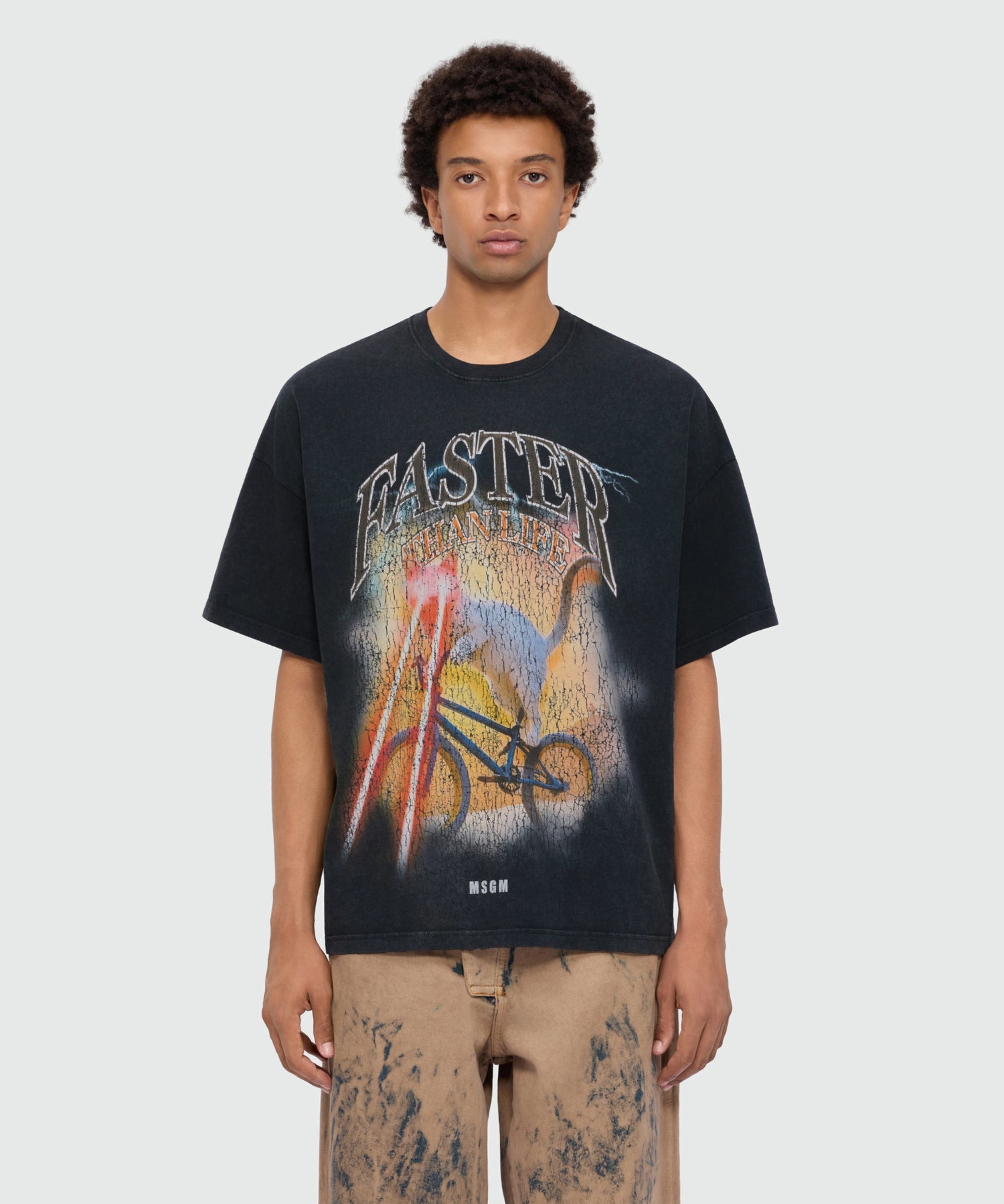 Anthracite grey short-sleeve cotton jersey T-shirt