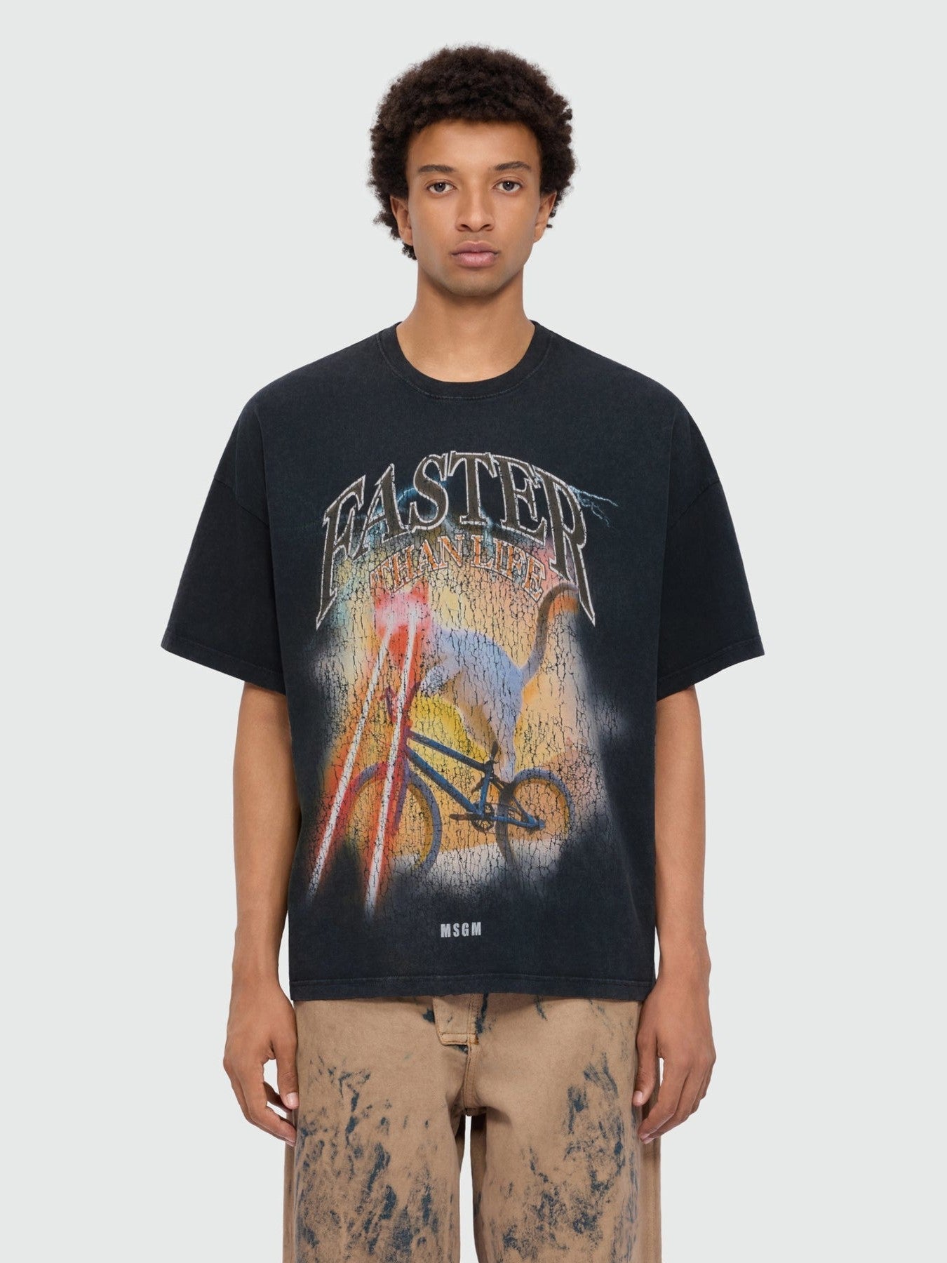 Anthracite grey short-sleeve cotton jersey T-shirt