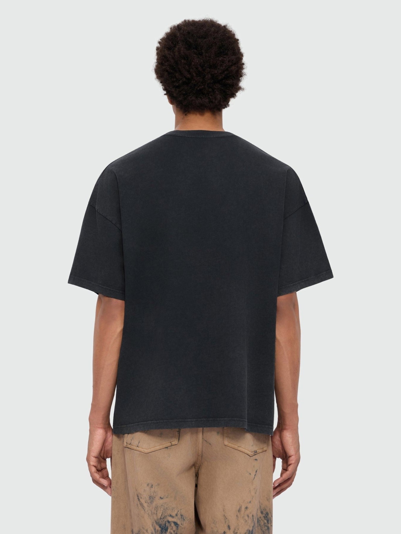 Anthracite grey short-sleeve cotton jersey T-shirt