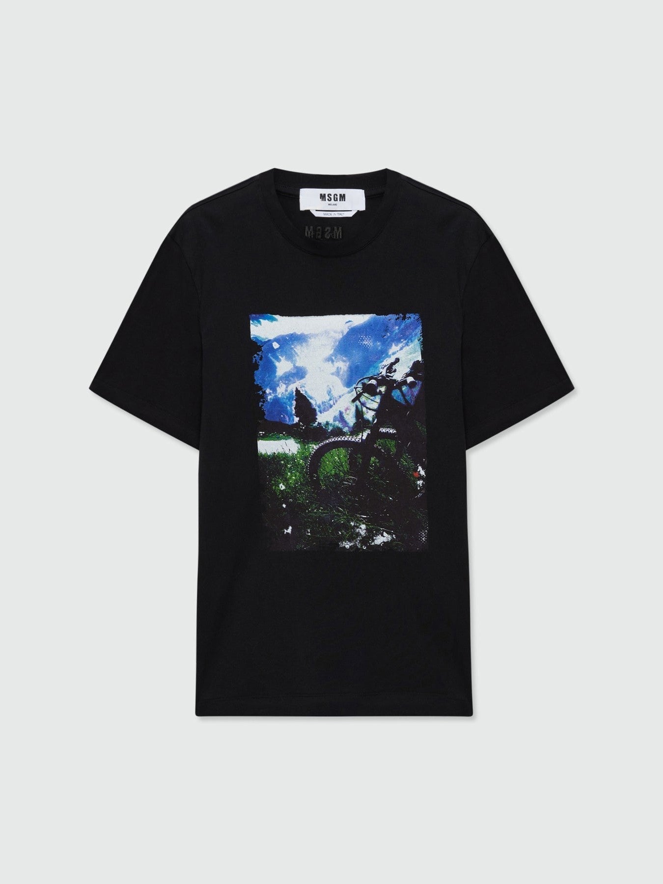 Black short-sleeve cotton jersey crew-neck T-shirt