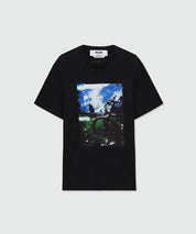 Black short-sleeve cotton jersey crew-neck T-shirt