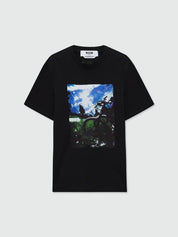 Black short-sleeve cotton jersey crew-neck T-shirt