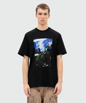 Black short-sleeve cotton jersey crew-neck T-shirt