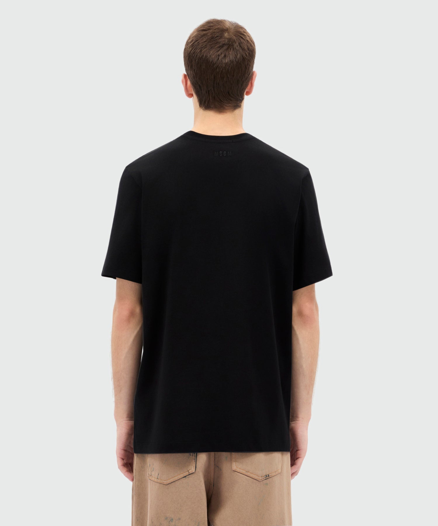 Black short-sleeve cotton jersey crew-neck T-shirt
