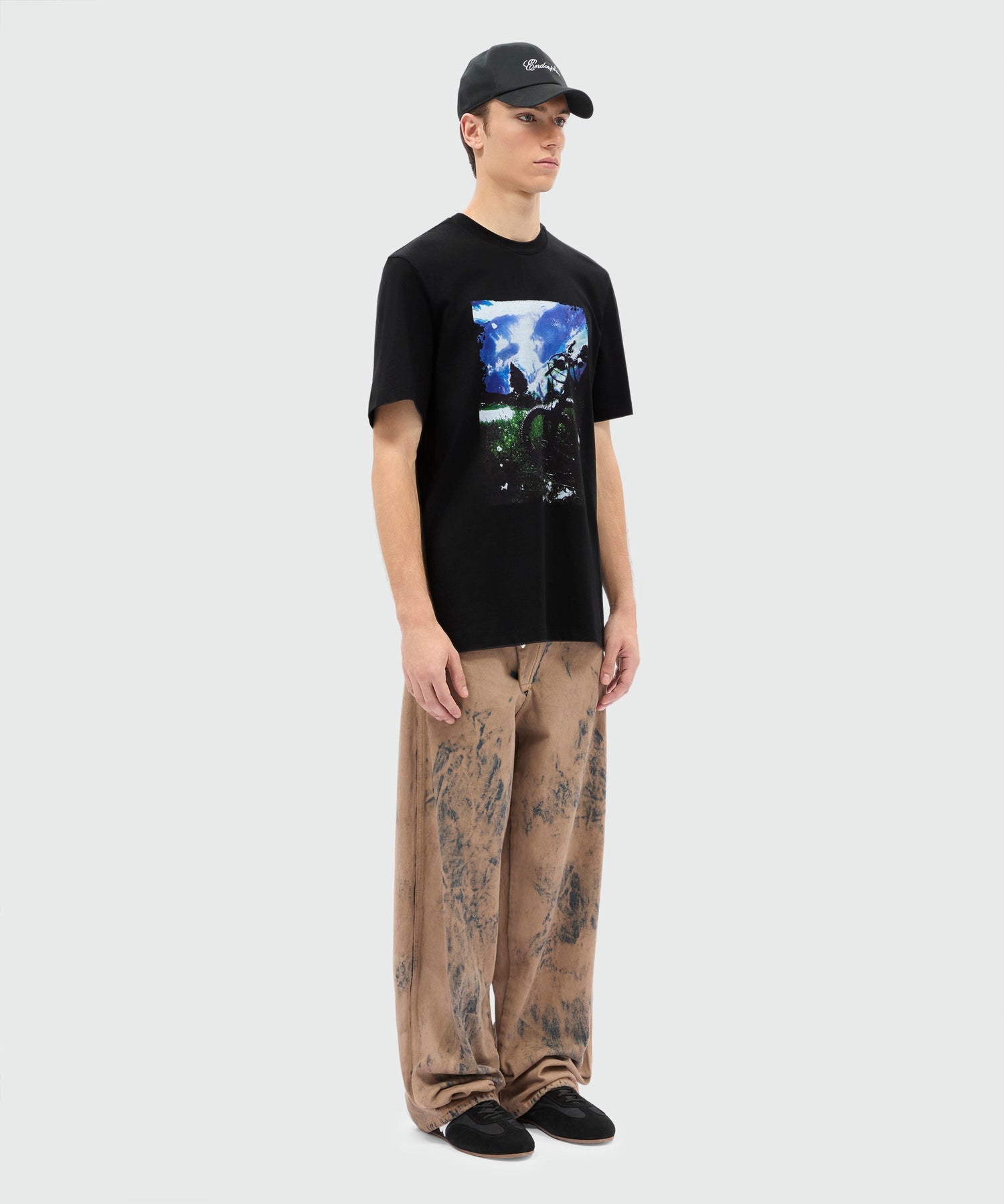 Black short-sleeve cotton jersey crew-neck T-shirt