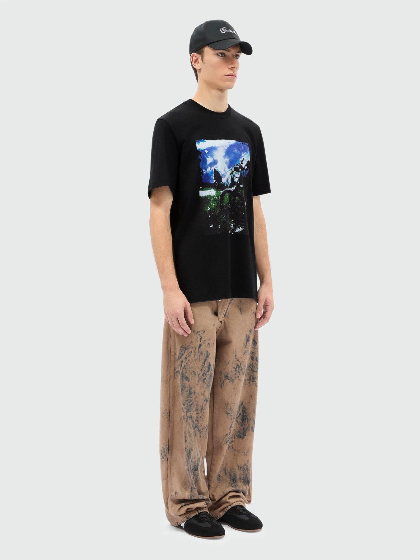 Black short-sleeve cotton jersey crew-neck T-shirt