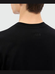 Black short-sleeve cotton jersey crew-neck T-shirt