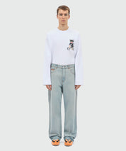 Light-wash denim workwear five-pocket trousers