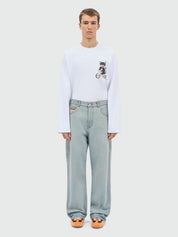 Light-wash denim workwear five-pocket trousers