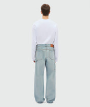 Light-wash denim workwear five-pocket trousers