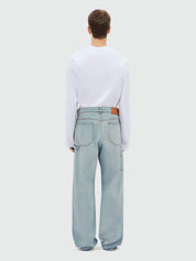 Light-wash denim workwear five-pocket trousers