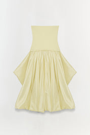 IZZY STRAPLESS TAFFETA MIDI DRESS