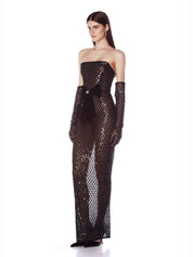Farah embellished maxi dress with gloves