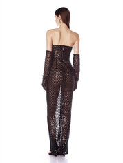 Farah embellished maxi dress with gloves