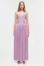 AUBRIELLA PLISSE STRAPLESS GOWN