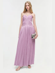 Aubriella plisse strapless gown