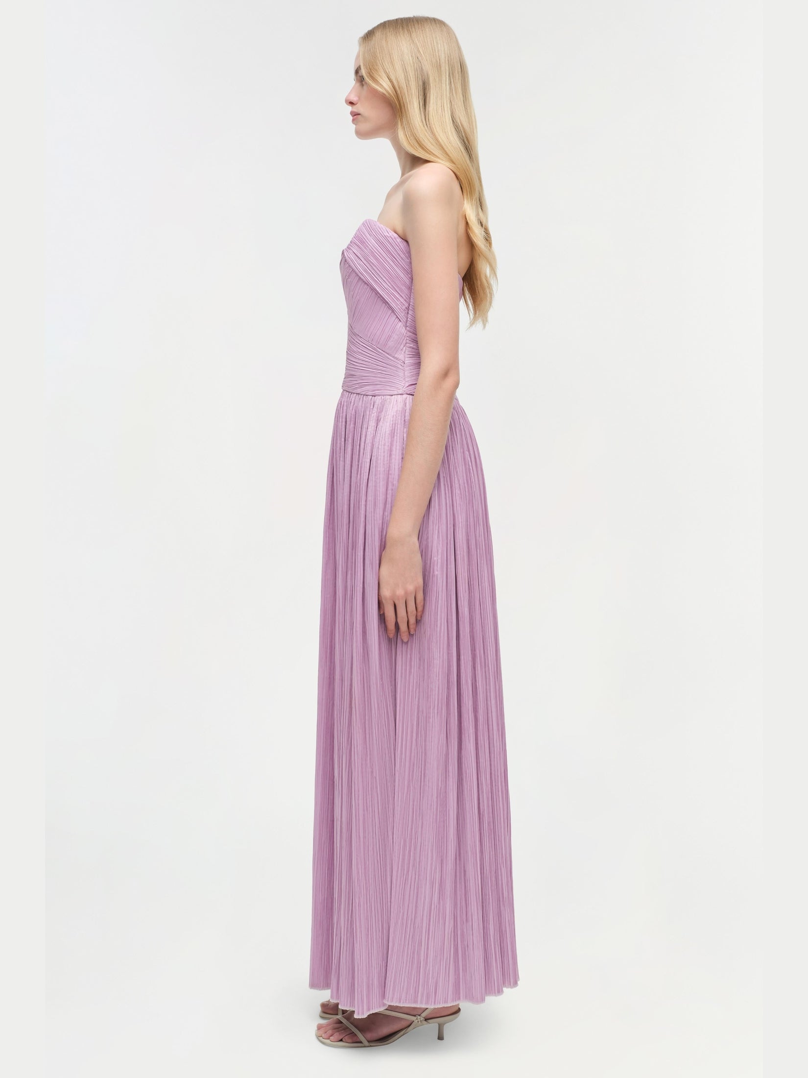 Aubriella plisse strapless gown
