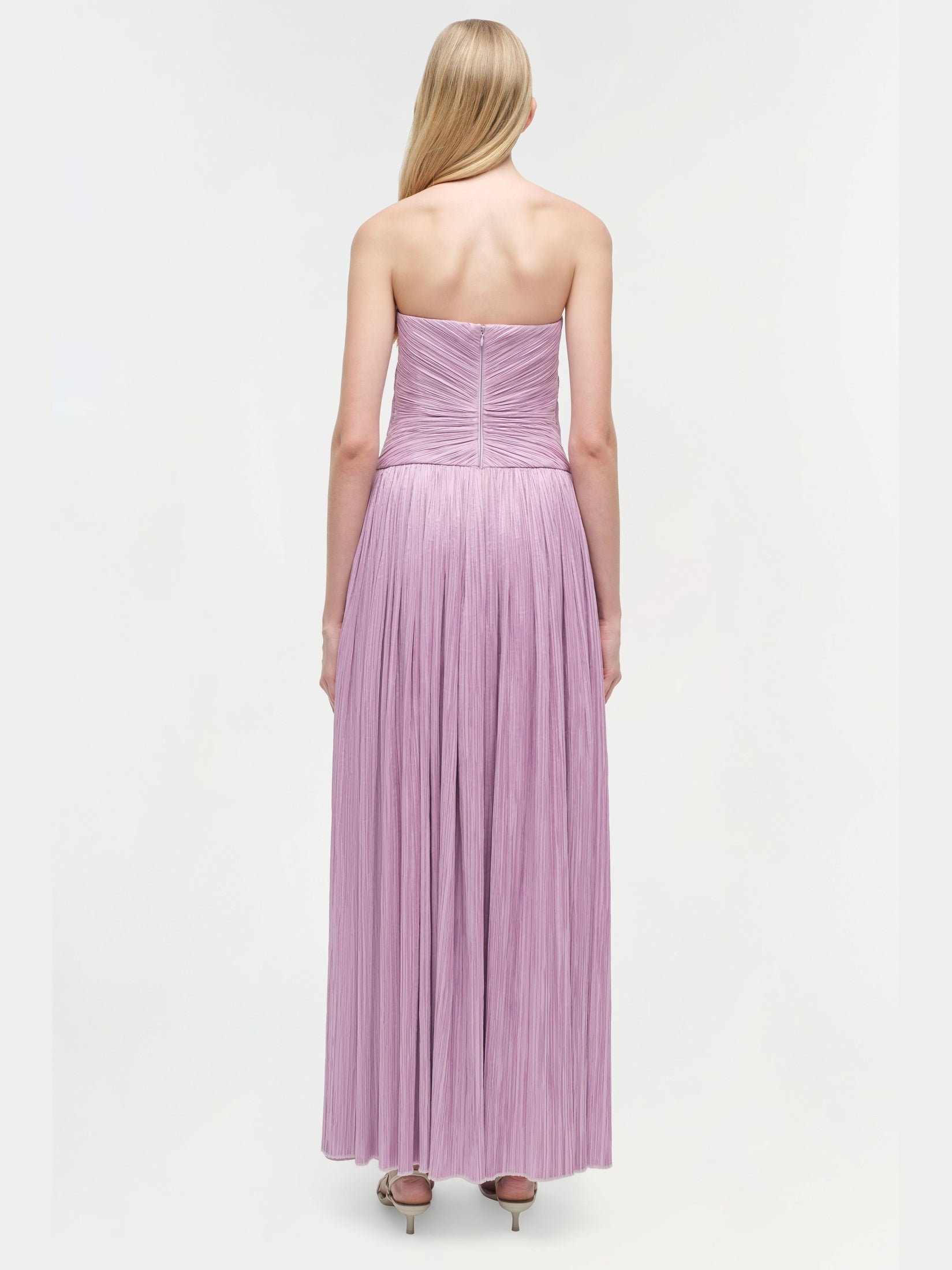 Aubriella plisse strapless gown