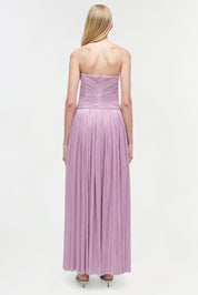 AUBRIELLA PLISSE STRAPLESS GOWN