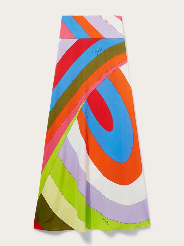 Long skirt with iris print