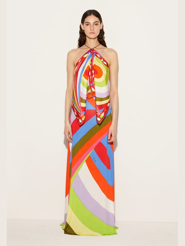 Long skirt with iris print