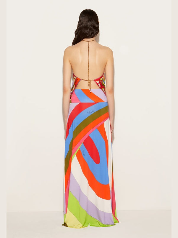 Long skirt with iris print