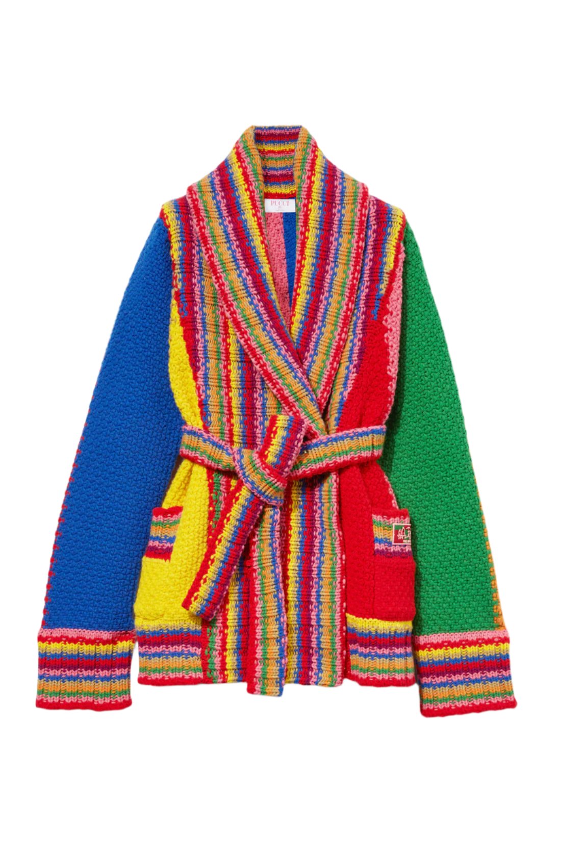 Color-block wool cardigan