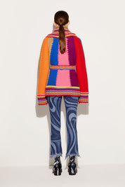 Color-block wool cardigan