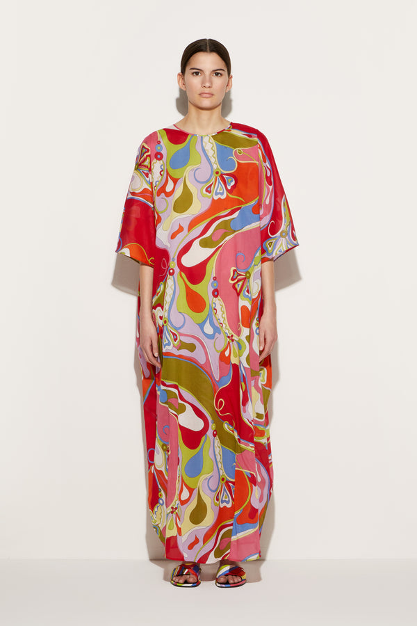 Orchid Print Kaftan Dress