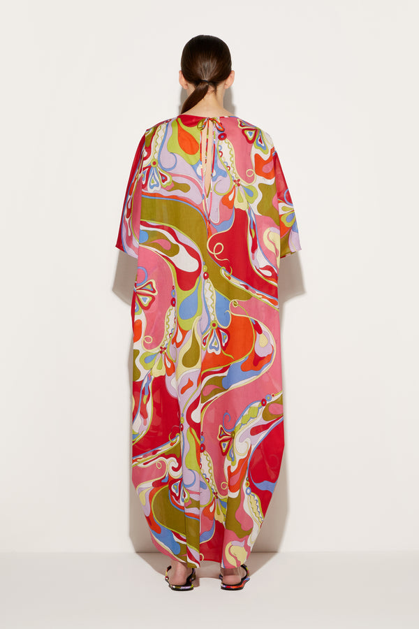 Orchid Print Kaftan Dress