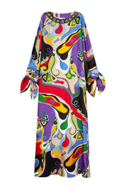 Orchid Print Silk Kaftan