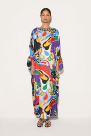 Orchid Print Silk Kaftan