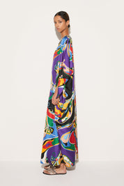 Orchid Print Silk Kaftan