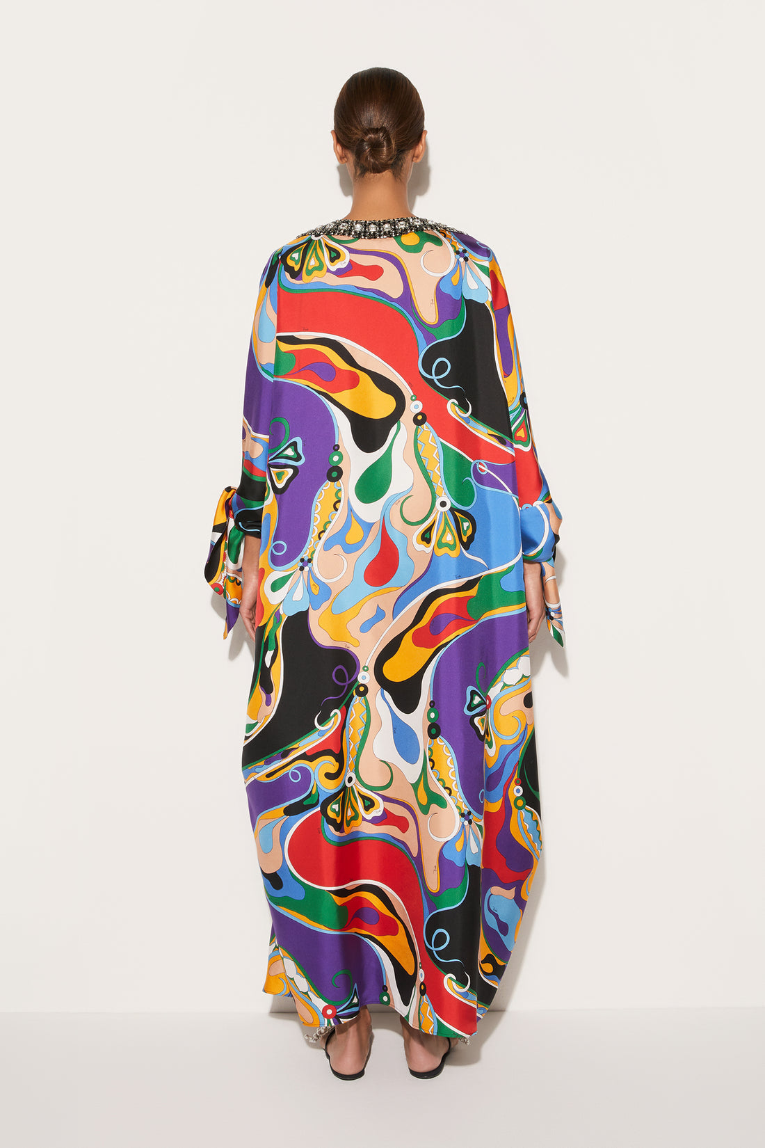 Orchid Print Silk Kaftan