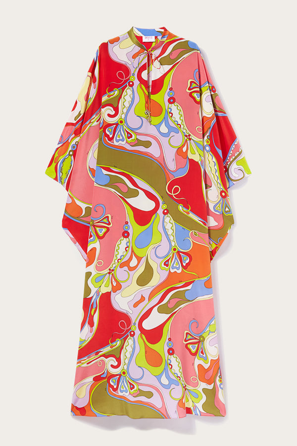 Orchid Print Kaftan Dress