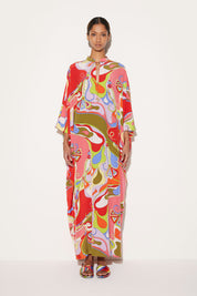 Orchid Print Kaftan Dress