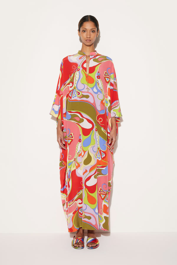 Orchid Print Kaftan Dress