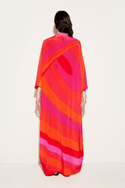 Iris Print Silk Kaftan Dress