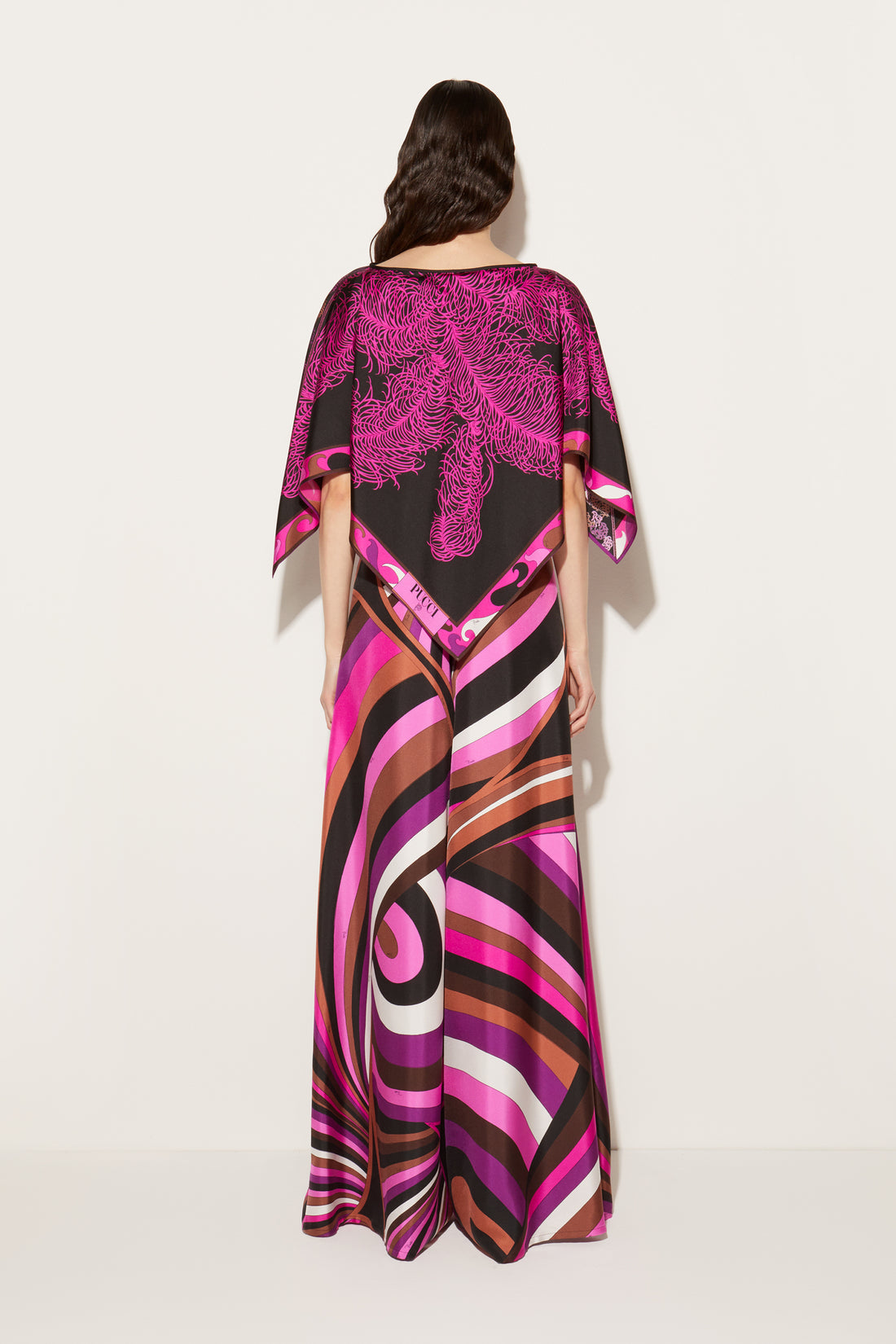 Caftan top with Iris and Swans print